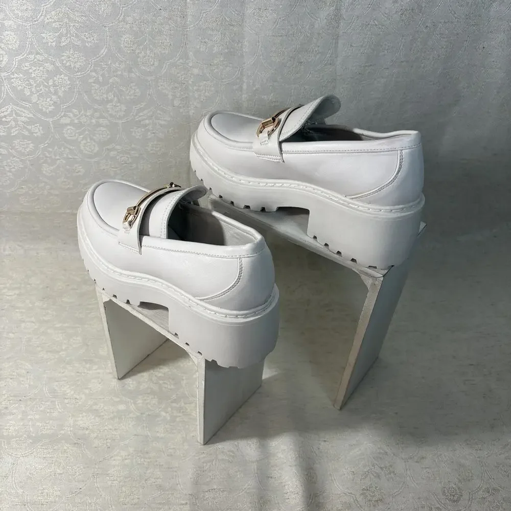 Steve Madden Women's Platform White Loafers Size 7 - Picture 2 of 6